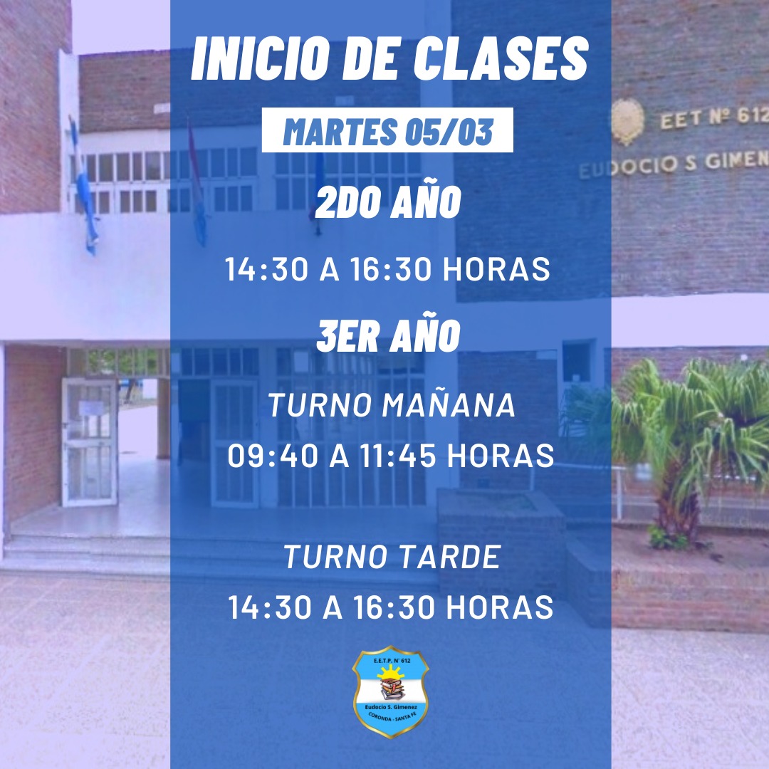 Comienzo de clases 2° y 3° años