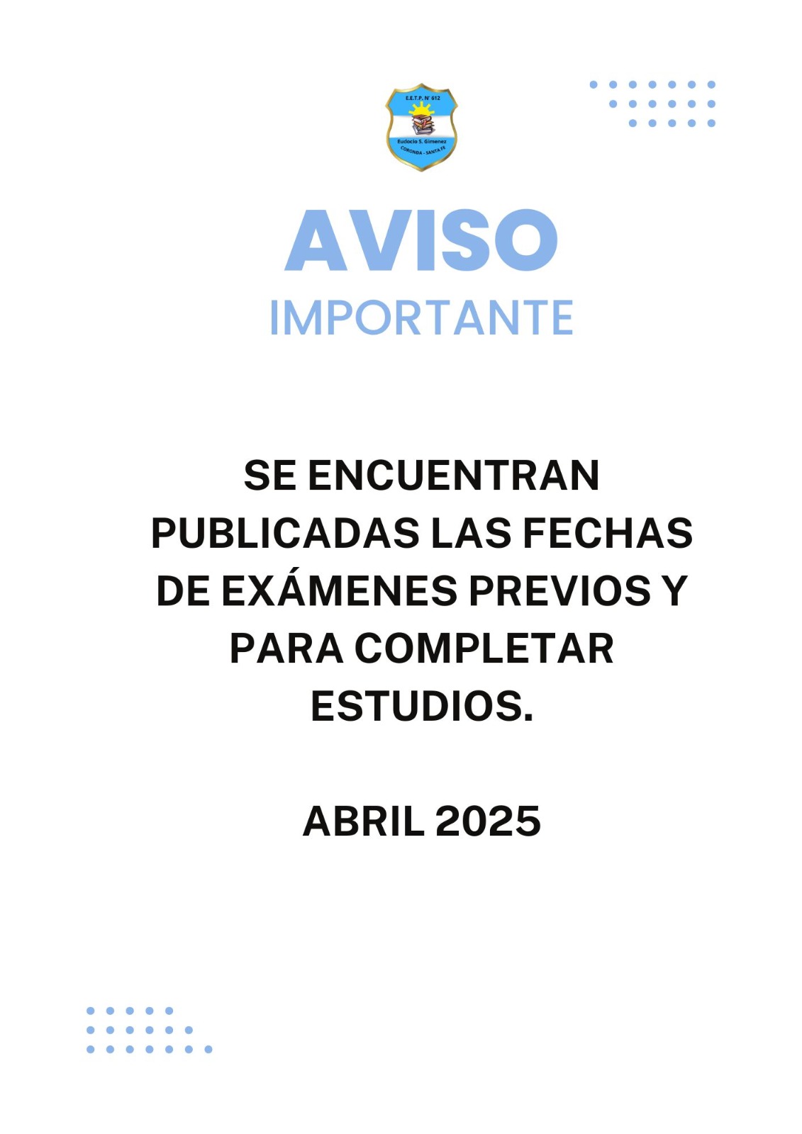 Examenes previos y para completar estudios