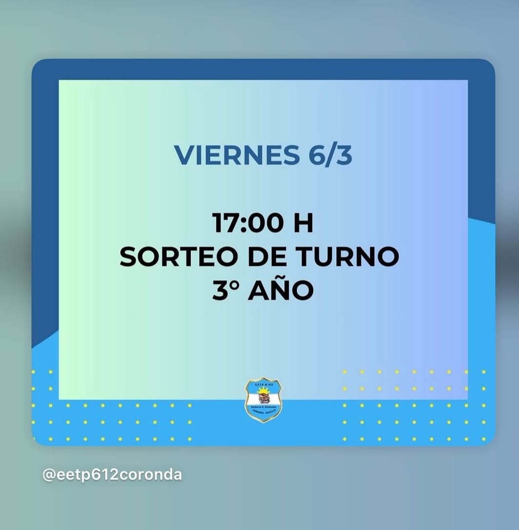 Sorteo de turnos de 3° año