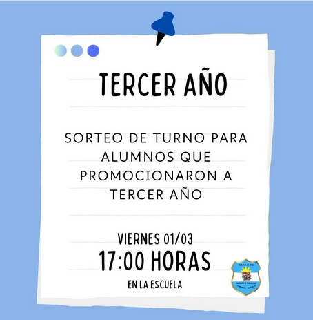 Sorteo de turno 3° año